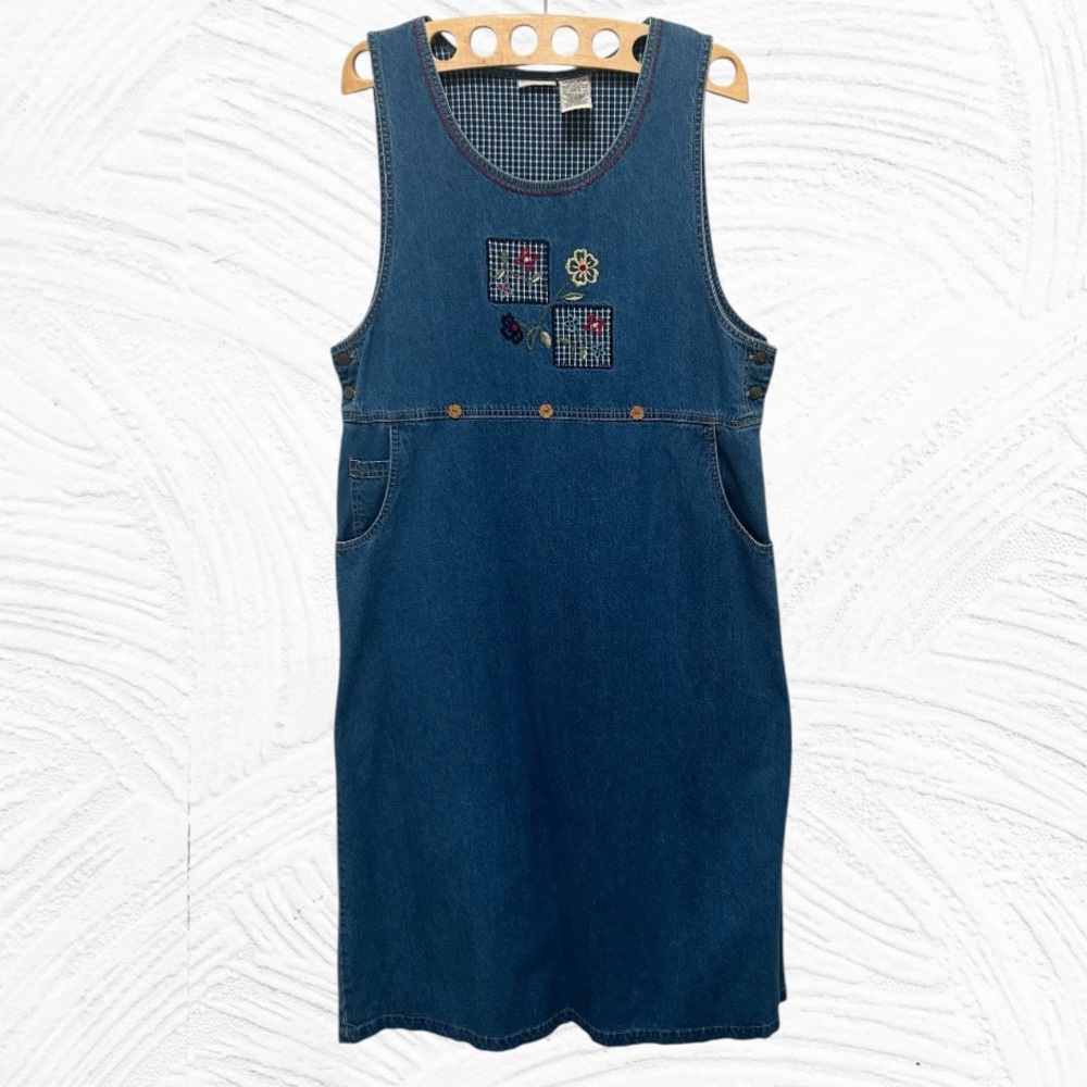 90s Embroidered Denim Dress